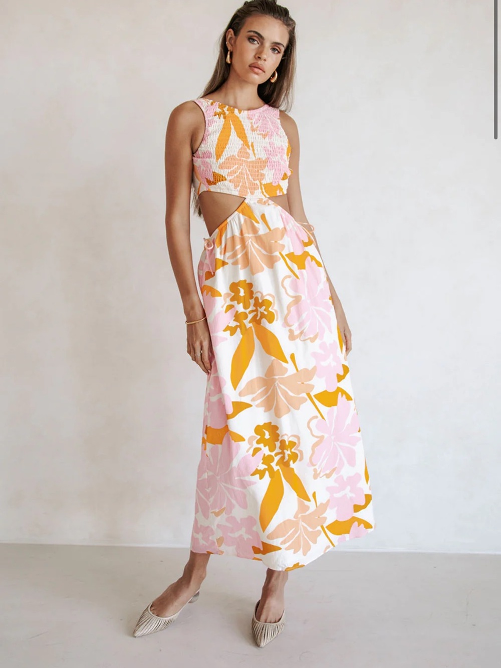 Sabo skirt Astley Floral Tie-Waist Maxi Dress in Pink & Orange